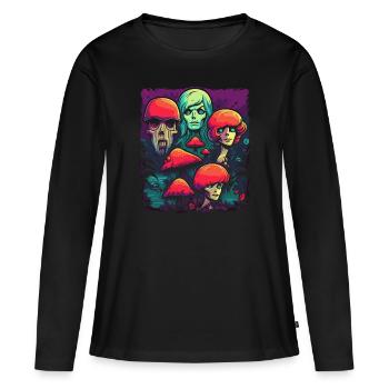 Un champignon coloré - Mushroom Guys Story - T-shirt manches longues Premium bio Femme - noir - Devant - Julia (174cm)