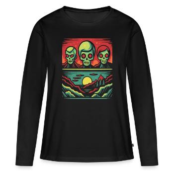 Invasion of Skull Faces Aliens - Women's Premium Organic Long Sleeve Shirt - black - Front - Julia (174cm)