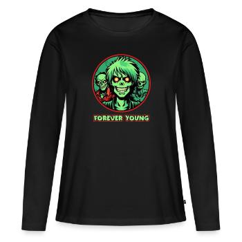 Forever Young, le gang de zombies - T-shirt manches longues Premium bio Femme - noir - Devant - Julia (174cm)