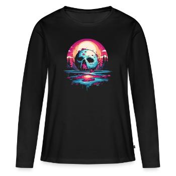 Juicy dégoulinant de sucre crâne glaçage lune - T-shirt manches longues Premium bio Femme - noir - Devant - Julia (174cm)