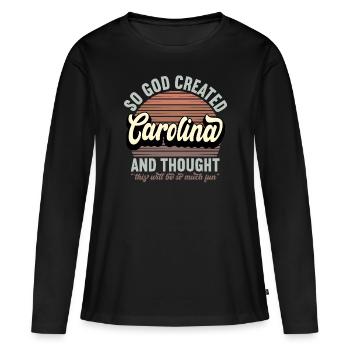 Nom Carolina cadeau anniversaire dire drôle - T-shirt manches longues Premium bio Femme - noir - Devant - Julia (174cm)