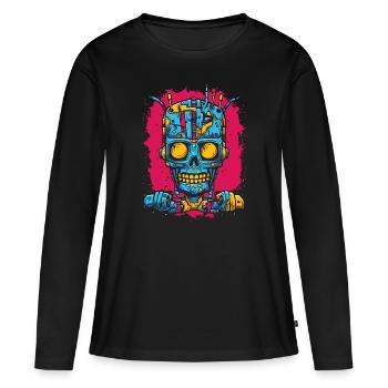Robot Cyborg Zombie - T-shirt manches longues Premium bio Femme - noir - Devant - Julia (174cm)