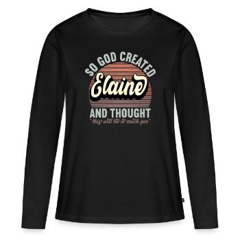 Nom Elaine Cadeau Anniversaire Dire Drôle - T-shirt manches longues Premium bio Femme - noir - Devant - Julia (174cm)