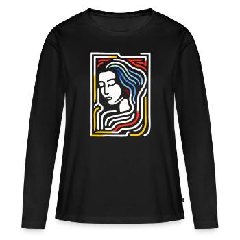 Le beau labyrinthe - T-shirt manches longues Premium bio Femme - noir - Devant - Julia (174cm)