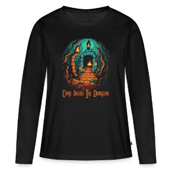 Entrez dans le donjon - T-shirt manches longues Premium bio Femme - noir - Devant - Julia (174cm)