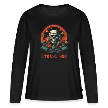 Atomares Zeitalter Totenkopf - Frauen Premium Bio Langarmshirt - Schwarz - Vorne - Julia (174cm)