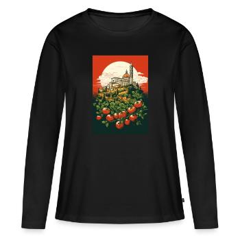 Rome, Vatican, Pisa, Naples, Italy and Tomatoes - Women's Premium Organic Long Sleeve Shirt - black - Front - Julia (174cm)