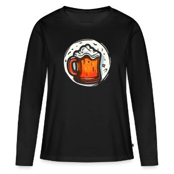 Une chope de bière avec de la bière - T-shirt manches longues Premium bio Femme - noir - Devant - Julia (174cm)