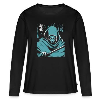 Japanese Horror Ghost - Women's Premium Organic Long Sleeve Shirt - black - Front - Julia (174cm)