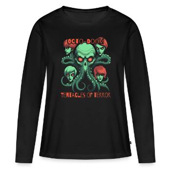 Tentacules de la terreur : Crâne de pieuvre - T-shirt manches longues Premium bio Femme - noir - Devant - Julia (174cm)