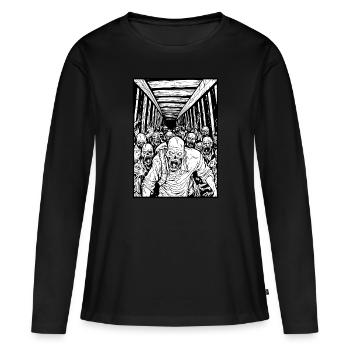 Le tunnel de la horde de zombies de l’horreur - T-shirt manches longues Premium bio Femme - noir - Devant - Julia (174cm)
