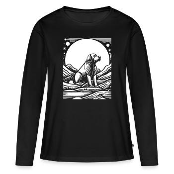 Chien de ciel étoilé - T-shirt manches longues Premium bio Femme - noir - Devant - Julia (174cm)