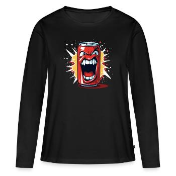 Wütende Getränke Dose - Frauen Premium Bio Langarmshirt - Schwarz - Vorne - Julia (174cm)