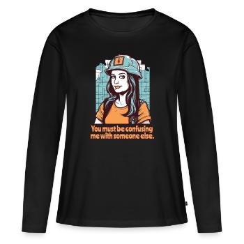 Lisa, ouvrière du bâtiment, tu m’embrouilles - T-shirt manches longues Premium bio Femme - noir - Devant - Julia (174cm)