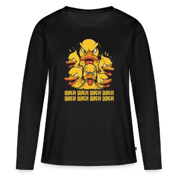 Quack! Wütende Gummi-Enten des Untergangs - Frauen Premium Bio Langarmshirt - Schwarz - Vorne - Julia (174cm)