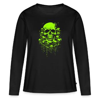 Les crânes verts visqueux abondent - T-shirt manches longues Premium bio Femme - noir - Devant - Julia (174cm)