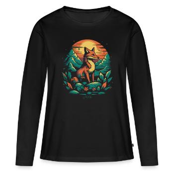 Un renard dans les champs - T-shirt manches longues Premium bio Femme - noir - Devant - Julia (174cm)