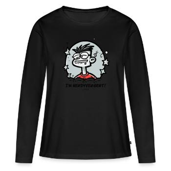 Je suis ringard, nerdyvergent et tellement nerd - T-shirt manches longues Premium bio Femme - noir - Devant - Julia (174cm)