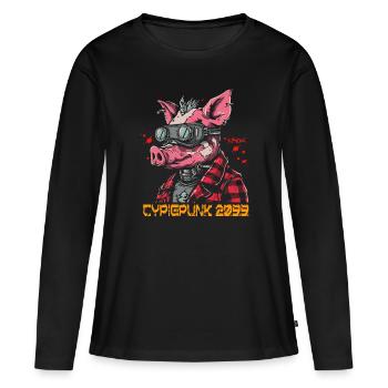 Cyber Pig Punk - Women's Premium Organic Long Sleeve Shirt - black - Front - Julia (174cm)