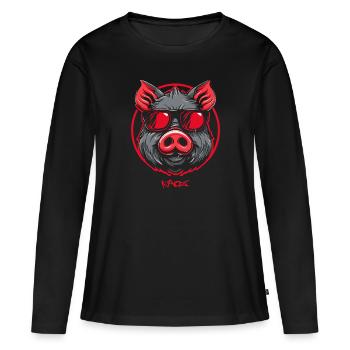 Coole Sau - Frauen Premium Bio Langarmshirt - Schwarz - Vorne - Julia (174cm)