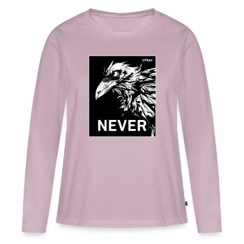 Jamais, un corbeau noir - T-shirt manches longues Premium bio Femme - rose poudré - Devant - Julia (174cm)