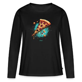 Galaxien-Pizza - Frauen Premium Bio Langarmshirt - Schwarz - Vorne - Julia (174cm)