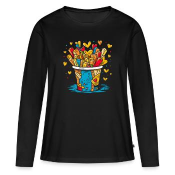 Eimer voller Herzen und Süßigkeiten - Frauen Premium Bio Langarmshirt - Schwarz - Vorne - Julia (174cm)