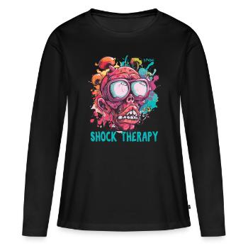 Thérapie de choc Crazy Guy Skull - T-shirt manches longues Premium bio Femme - noir - Devant - Julia (174cm)