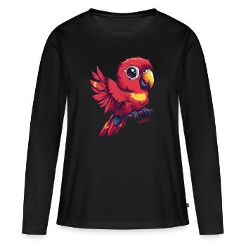 Perroquet super mignon - T-shirt manches longues Premium bio Femme - noir - Devant - Julia (174cm)
