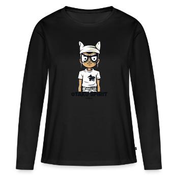 Nerd japonais et fantôme otaku - T-shirt manches longues Premium bio Femme - noir - Devant - Julia (174cm)