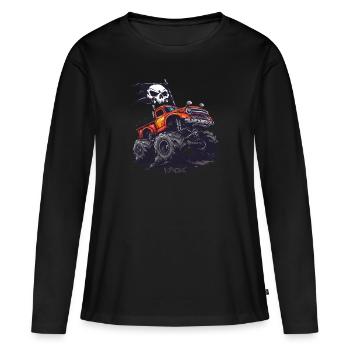 Un monster truck avec un drapeau pirate - T-shirt manches longues Premium bio Femme - noir - Devant - Julia (174cm)