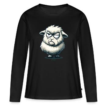 Ein genervtes Cartoon-Schaf - Frauen Premium Bio Langarmshirt - Schwarz - Vorne - Julia (174cm)