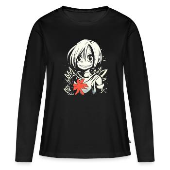 La sympathique fille d'anime - T-shirt manches longues Premium bio Femme - noir - Devant - Julia (174cm)