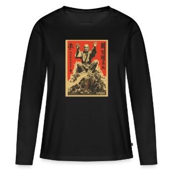 Parodie d’affiche de film d’action japonais : Shaolin Zen - T-shirt manches longues Premium bio Femme - noir - Devant - Julia (174cm)