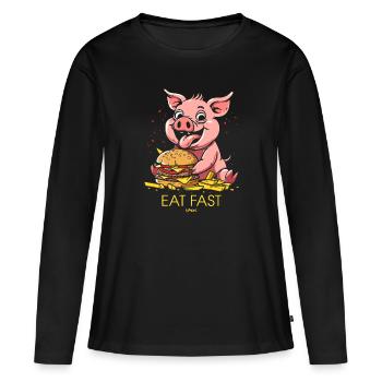Restauration rapide : burgers de restauration rapide, frites, porc - T-shirt manches longues Premium bio Femme - noir - Devant - Julia (174cm)