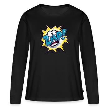 crash bang boom bande dessinée dessins animés sons zip zap - T-shirt manches longues Premium bio Femme - noir - Devant - Julia (174cm)