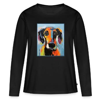 Un chien doux et adorable - T-shirt manches longues Premium bio Femme - noir - Devant - Julia (174cm)