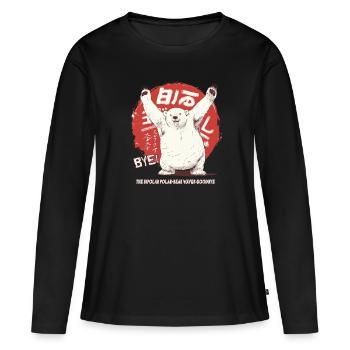 Der bipolare Polarbär Eisbär winkt zum Abschied - Frauen Premium Bio Langarmshirt - Schwarz - Vorne - Julia (174cm)