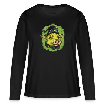 Robin Pig and the Brotherhood - Women's Premium Organic Long Sleeve Shirt - black - Front - Julia (174cm)