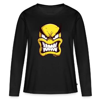 Visage de dessin animé en colère - T-shirt manches longues Premium bio Femme - noir - Devant - Julia (174cm)