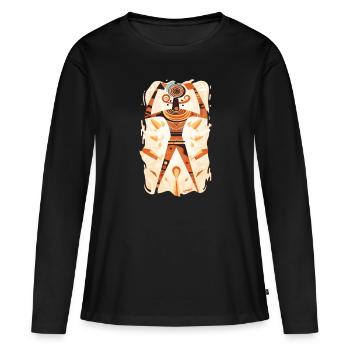 Uralte Kultur: Höhlenmalereien - Frauen Premium Bio Langarmshirt - Schwarz - Vorne - Julia (174cm)