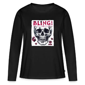 Diamants, rubis et crânes - T-shirt manches longues Premium bio Femme - noir - Devant - Julia (174cm)
