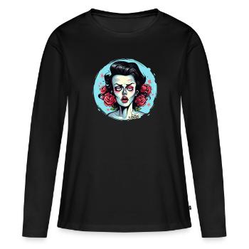 La princesse zombie des roses - T-shirt manches longues Premium bio Femme - noir - Devant - Julia (174cm)