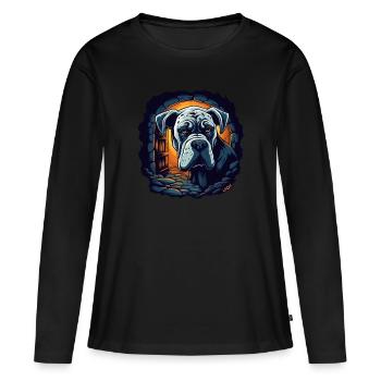 Grand chien dans la maison - T-shirt manches longues Premium bio Femme - noir - Devant - Julia (174cm)