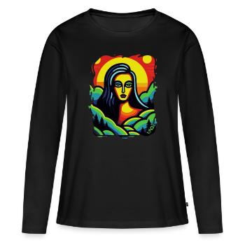 La déesse de la nature - T-shirt manches longues Premium bio Femme - noir - Devant - Julia (174cm)