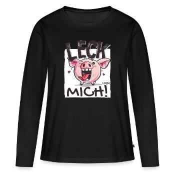 Little Naughty Pig: Lick Me - Women's Premium Organic Long Sleeve Shirt - black - Front - Julia (174cm)