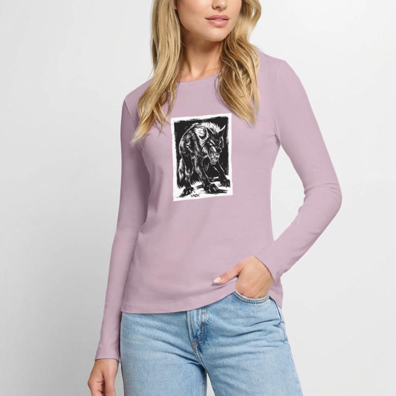 Böser Horror-Werwolf oder Wolf Frauen Premium Bio Langarmshirt