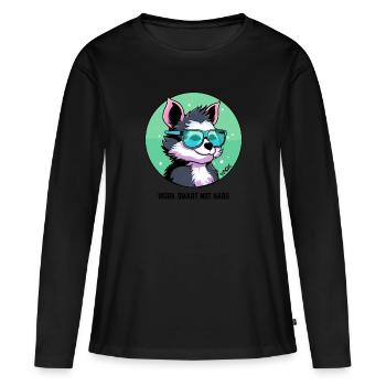 Work smart, not hard: Smart dog with glasses - Women's Premium Organic Long Sleeve Shirt - black - Front - Julia (174cm)