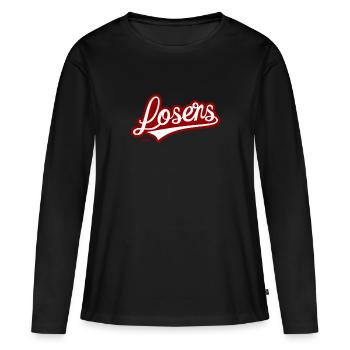 Logo d’équipe alternatif pour les perdants - T-shirt manches longues Premium bio Femme - noir - Devant - Julia (174cm)