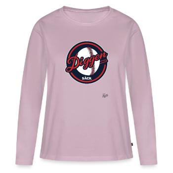 Sac épais avec logo de baseball amusant : sac de l’équipe Diggen - T-shirt manches longues Premium bio Femme - rose poudré - Devant - Julia (174cm)